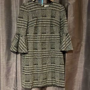 Calvin Klein Plaid Pointe Knit Bell Sleeve Dress size 10